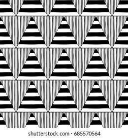 Abstract seamless pattern. Black and white illustration for coloring books. Background for design