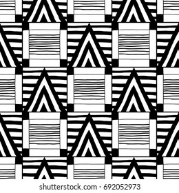 Abstract seamless pattern. Black and white illustration for coloring books. Background for design