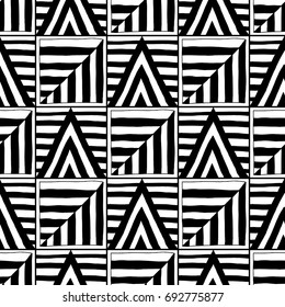 Abstract seamless pattern. Black and white illustration for coloring books. Background for design