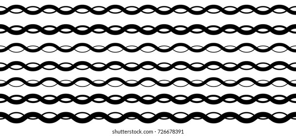Abstract seamless pattern. Black and white wave pattern for fabric. 