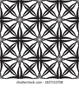 Resumen de un patrón sin fisuras en blanco y negro.Diseño plano.Lugar negro sobre fondo blanco.Gráficos en blanco y negro.Art Nouveau.Para decorar tela, papel, papel pintado y embalaje.