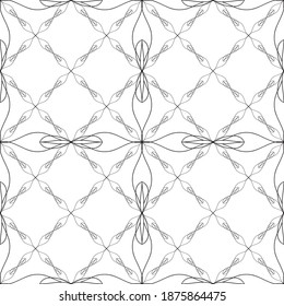 Abstract seamless pattern in black and white.Flat design.Black and white graphics.Black lace on a white background.Art nouveau.For decorating fabric, paper, Wallpaper, and packaging.