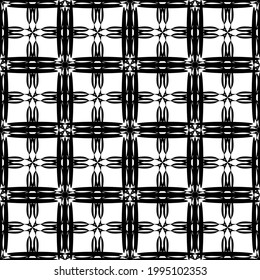 Abstract seamless pattern in black and white.Flat design.Black lace on a white background.Black and white graphics.Art nouveau.For decorating fabric, paper, Wallpaper, and packaging.