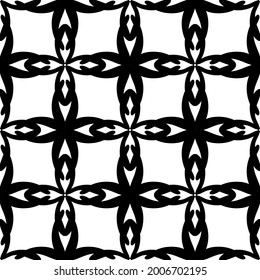 Abstract seamless pattern in black and white.Flat design.Black lace on a white background.Black and white graphics.Art nouveau.For decorating fabric, paper, Wallpaper, and packaging.
