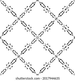 Resumen de un patrón sin fisuras en blanco y negro.Diseño plano.Lugar negro sobre fondo blanco.Gráficos en blanco y negro.Art Nouveau.Para decorar tela, papel, papel pintado y embalaje.