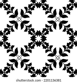 Abstract seamless pattern in black and white.Flat design.Black lace on a white background.Black and white graphics.Art nouveau.For decorating fabric, paper, Wallpaper, and packaging.