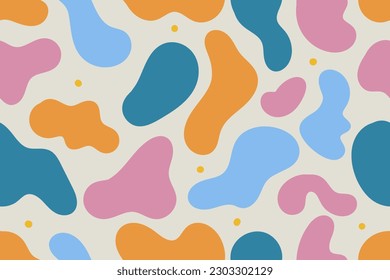 Abstract seamless pattern with abstract blob shapes in pastel colors. Vector illustration.
