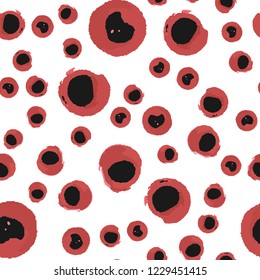 Abstract seamless pattern blots black and red color. Vector. Elements are not cropped. Pattern under the mask. Perfect design for textile, box, posters, cards etc.