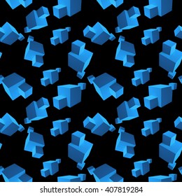 Abstract seamless pattern with blue 3d cubes