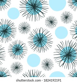 Abstract seamless pattern with blue circles. Trendy print.
