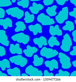 Abstract seamless pattern. Blue colours. Grunge texture with blots. Bright vector illustration. Print for textile and fabric. Endless abstract background with simple elements. 