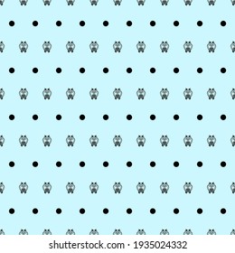 Abstract Seamless Pattern Blue Doodle Animal Owl Geometric Figures Background Vector