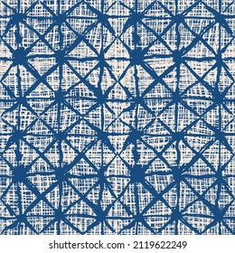 Abstract seamless pattern in blue and gray. Vector shibori spotty seamless print. Organic hipster watercolor background. Tie dye tile. Geometric japanese pattern. Hand drawn random linear design