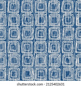 Abstract seamless pattern in blue and gray. Vector shibori spotty seamless print. Organic hipster watercolor background. Tie dye tile. Geometric japanese pattern. Hand drawn random linear design