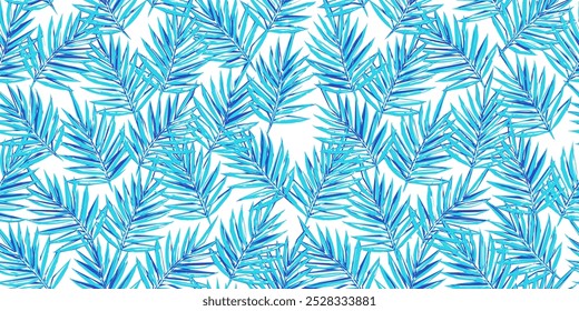 Abstract seamless pattern with blue leaves on white. Stock vector illustration for textile or wrapping paper.