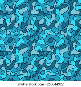 Abstract seamless pattern, blue mosaic