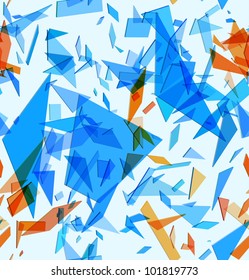 Abstract seamless pattern with blue and orange particles. Vector illustration