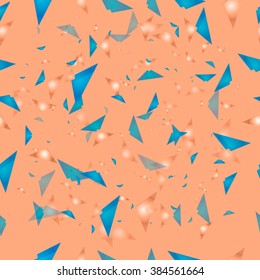 Abstract seamless pattern with blue and orange particles. Vector illustration