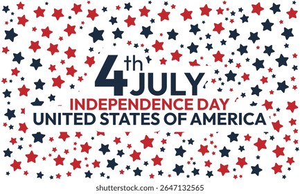 Abstract seamless pattern of blue and red stars on white background. America independence day background