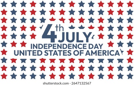 Abstract seamless pattern of blue and red stars on white background. America independence day background
