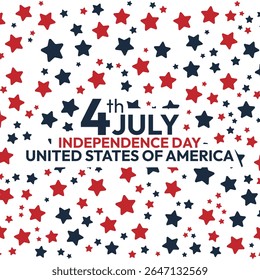 Abstract seamless pattern of blue and red stars on white background. America independence day background