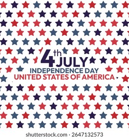 Abstract seamless pattern of blue and red stars on white background. America independence day background