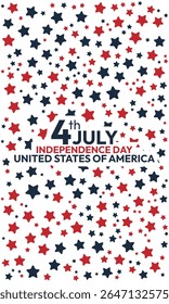 Abstract seamless pattern of blue and red stars on white background. America independence day background