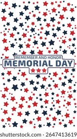 Abstract seamless pattern of blue and red stars on white background. America memorial day background