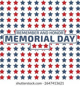 Abstract seamless pattern of blue and red stars on white background. America memorial day background