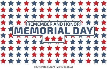 Abstract seamless pattern of blue and red stars on white background. America memorial day background
