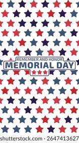 Abstract seamless pattern of blue and red stars on white background. America memorial day background