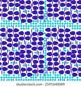 
abstract seamless pattern, blue shapes of various shapes, vector