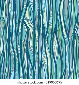 Abstract seamless pattern with blue wavy lines. Vector illustration. 
