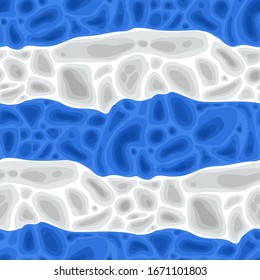Patrón abstracto sin fisuras de estructuras blandas y azules sin forma. Diseño vectorial repetido