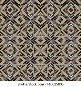 Abstract seamless pattern in boho chic style. Aztec print template for paper and textile. Tribal aztec pattern. Folk stylized vector background.