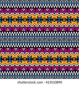 Abstract seamless pattern in boho style. Vector wallpaper with ethnic aztec ornament. Aztec pattern. Folk print template for fabric, paper, post cards, wrapping, t-shirts, etc.