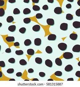 Abstract seamless pattern with bold dots. Vibrant painted texture with hand drawn dots. Multicolored background for your design.