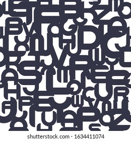 Abstract seamless pattern with bold english letters. Creative fashion repeatable alphabet background. Stylish black and white design.