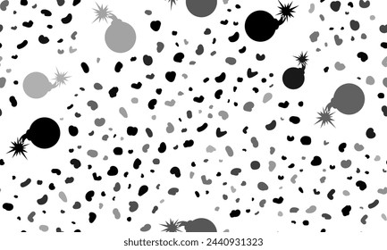 Abstract seamless pattern with bomb symbols. Creative leopard backdrop. Vector illustration on white background