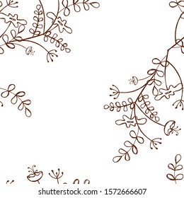 Abstract seamless pattern. Botanical illustration. Vector. Flowers and leaves. Decor element for fabric, wrapping paper or covers.