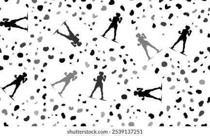 Abstract seamless pattern with boxer girl symbols. Creative leopard backdrop. Vector illustration on white background