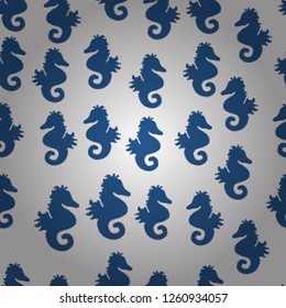 Abstract seamless pattern for boys, girls, clothes, wallpaper. Vector. Sea horse hippocampus watercolor illustration on white, neutral and blue background.