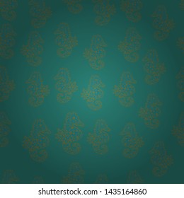 Abstract seamless pattern for boys, girls, clothes, wallpaper. Sea horse hippocampus watercolor illustration on green, blue and neutral background. Vector.
