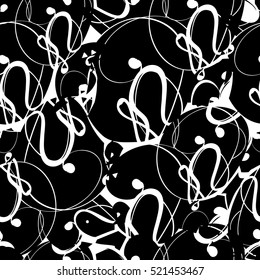 Abstract seamless pattern for boys, girls, sport, fashion clothes. Silhouette repeated backdrop with chaotic design, spray paint. Grunge urban background. teenagers wallpaper in black and white colors