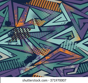 Abstract seamless pattern for boys. Grunge background with arrow, lines, shapes. 