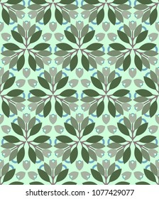 Abstract seamless pattern with branches and leaves