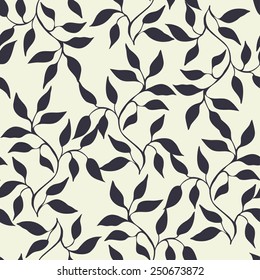 Abstract seamless pattern with branches and leaves, vector illustration