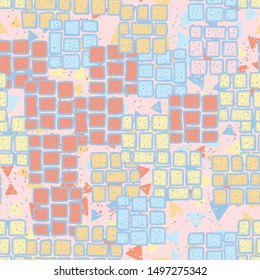 Abstract seamless pattern. Brick fragments and abstract background.