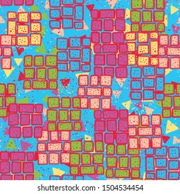 Abstract seamless pattern. Brick fragments and abstract background.