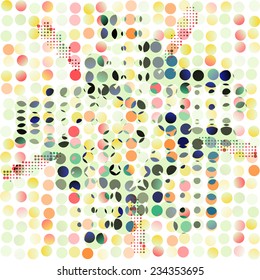 Abstract seamless pattern of bright colored dots